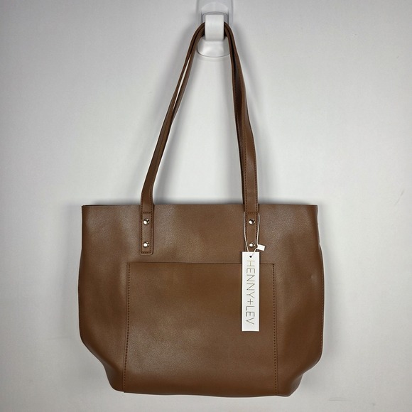Henny + Lev Handbags - HENNY + LEV Brown Tote Bag Women's Solid Stitching Accent Shoulder Handbag